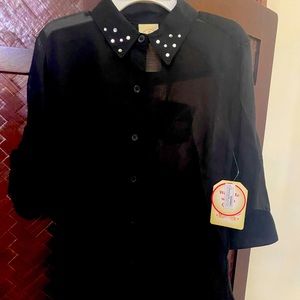 Black Sheer Top with studs in the collar